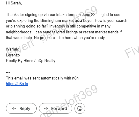 Warm follow-up email example 2